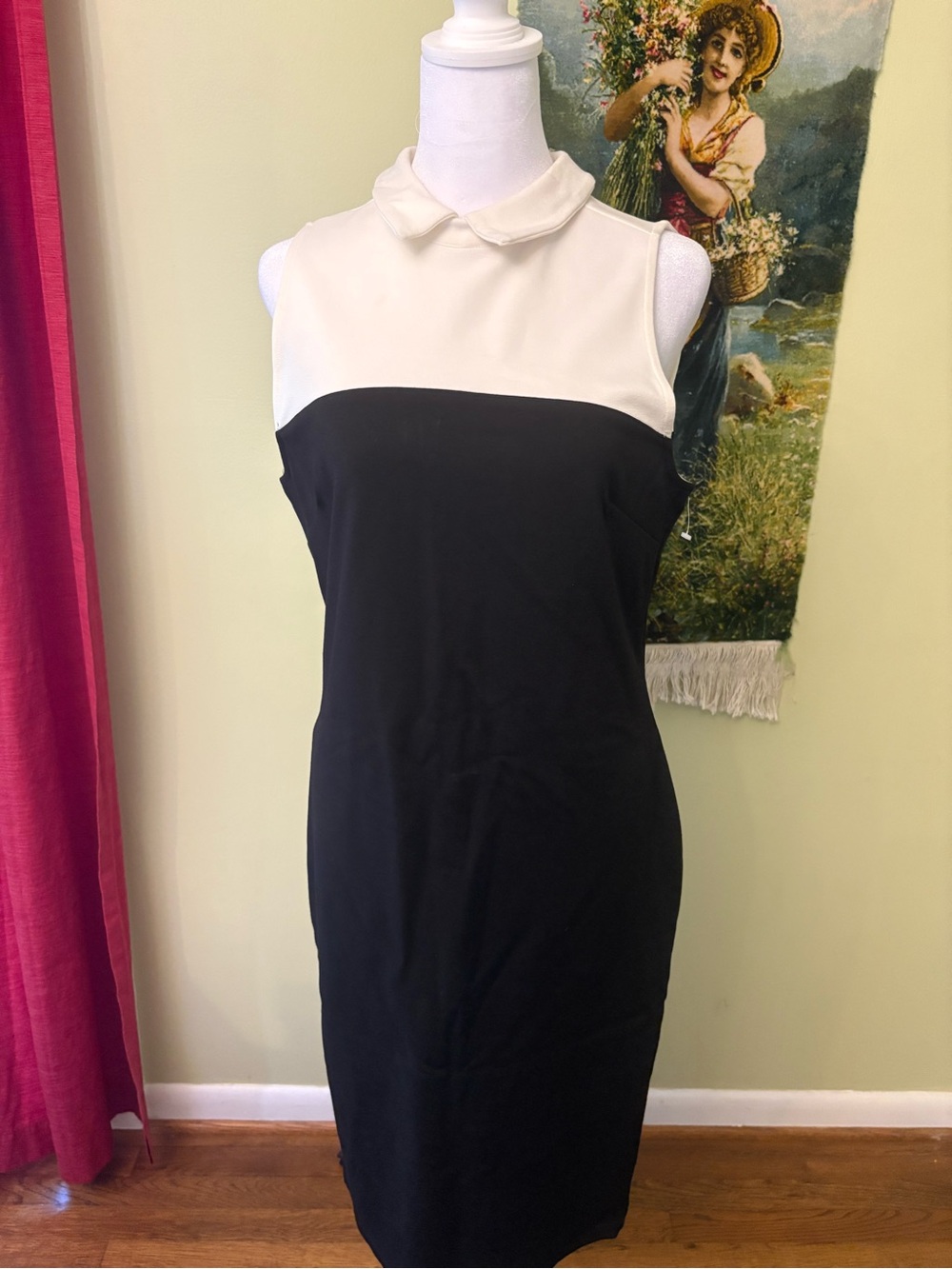 River Island- Sleeveless Black and Cream Collar Sheath Dress